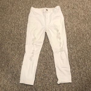 American Eagle White Distressed High Rise Jegging